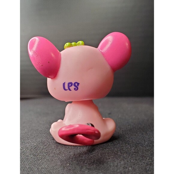 LPS Littlest Pet Shop #2165 Rat Mouse Green Bow Blue Eyes - Picture 2 of 3